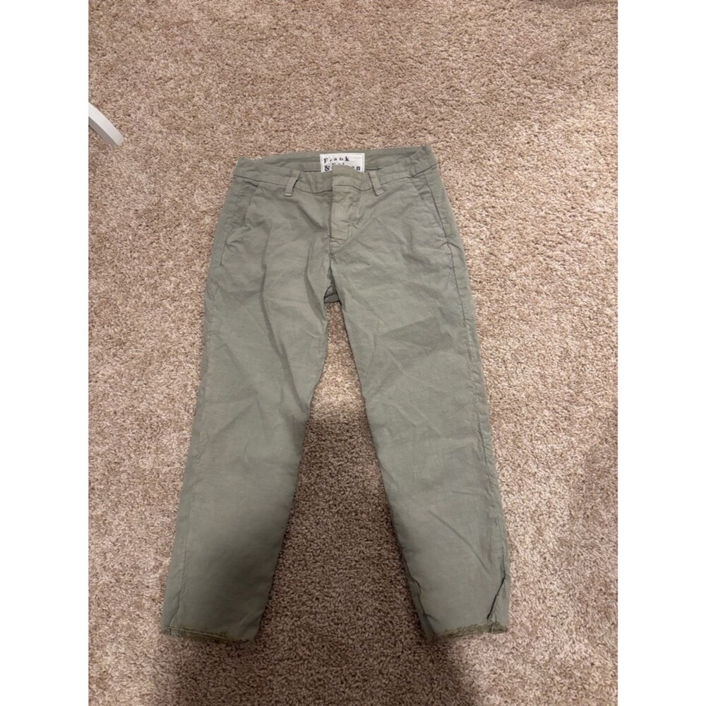 Frank & Eileen Wicklow Sage Green Chino Pants Cotton Flax Sz 0